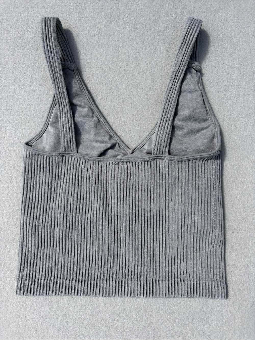 Wishlist Gray Ribbed V-Neck Tank Top - Picture 2 of 4